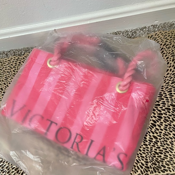 NEW, Victoria's Secret Pink Striped Canvas Weekender Tote. - Picture 7 of 10